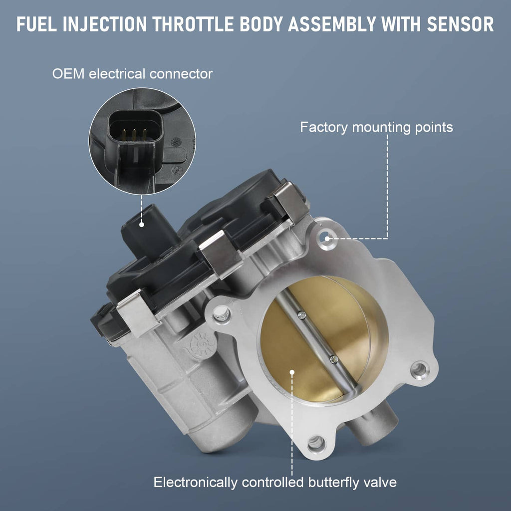 Electronic throttle body assembly with black electrical connector and butterfly valve