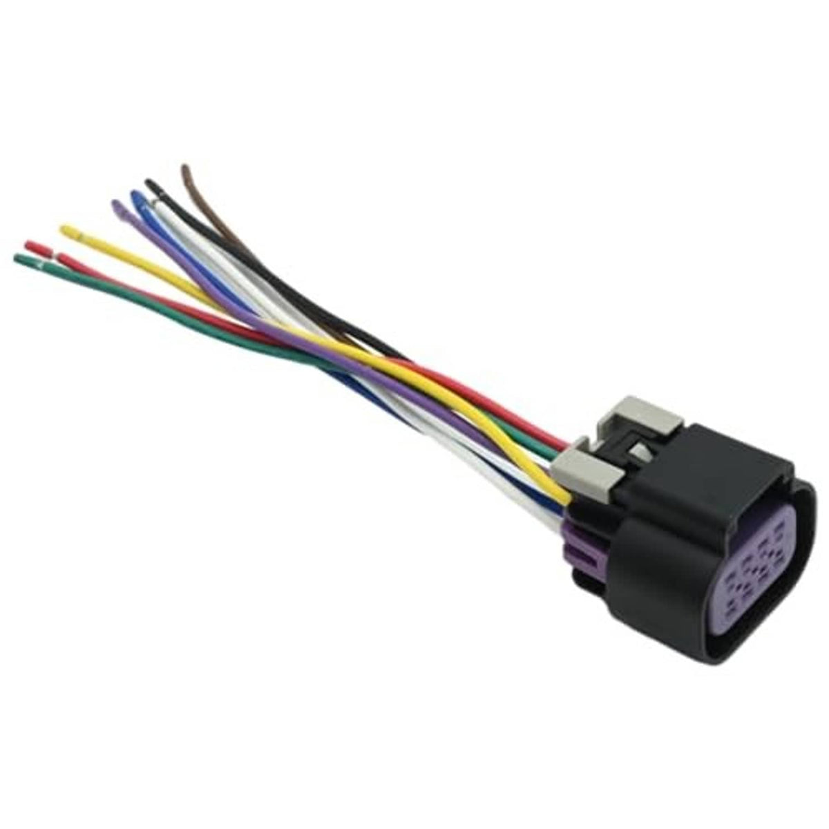 8-wire throttle body connector pigtail harness, black housing with purple side clip