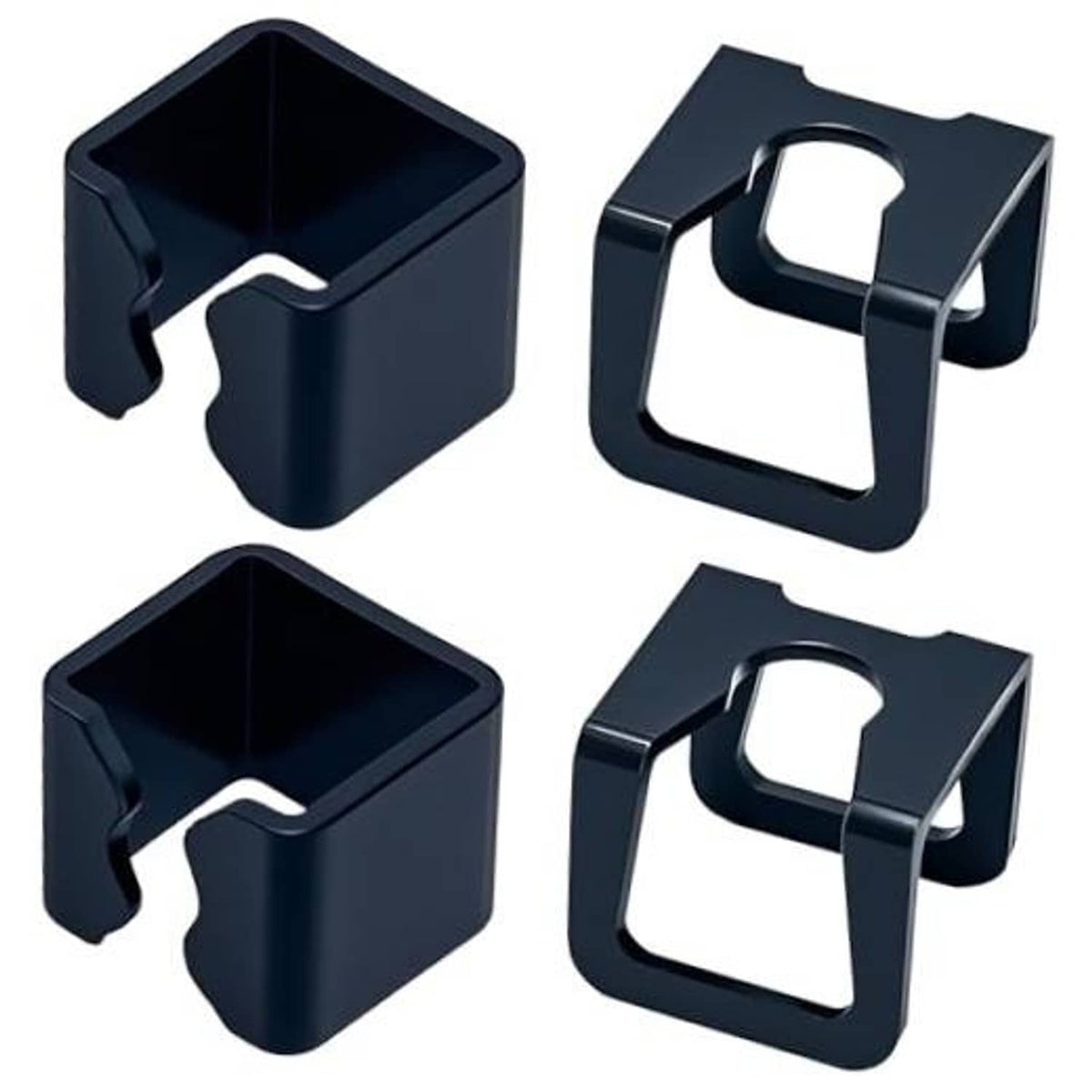 Black floor jack hoop clamp clips set of four, with U-shaped jaw openings