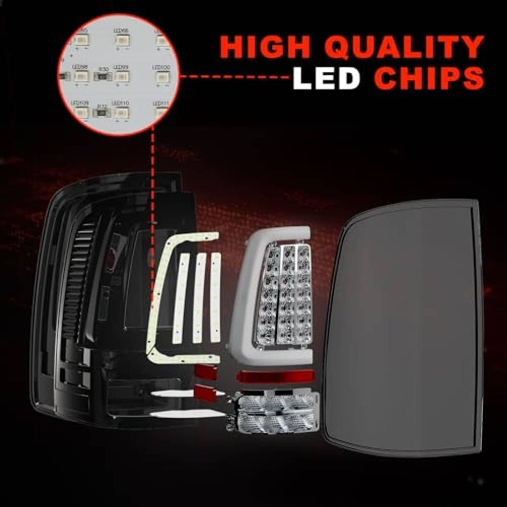 Disassembled LED tail light housing with visible LED chip sections