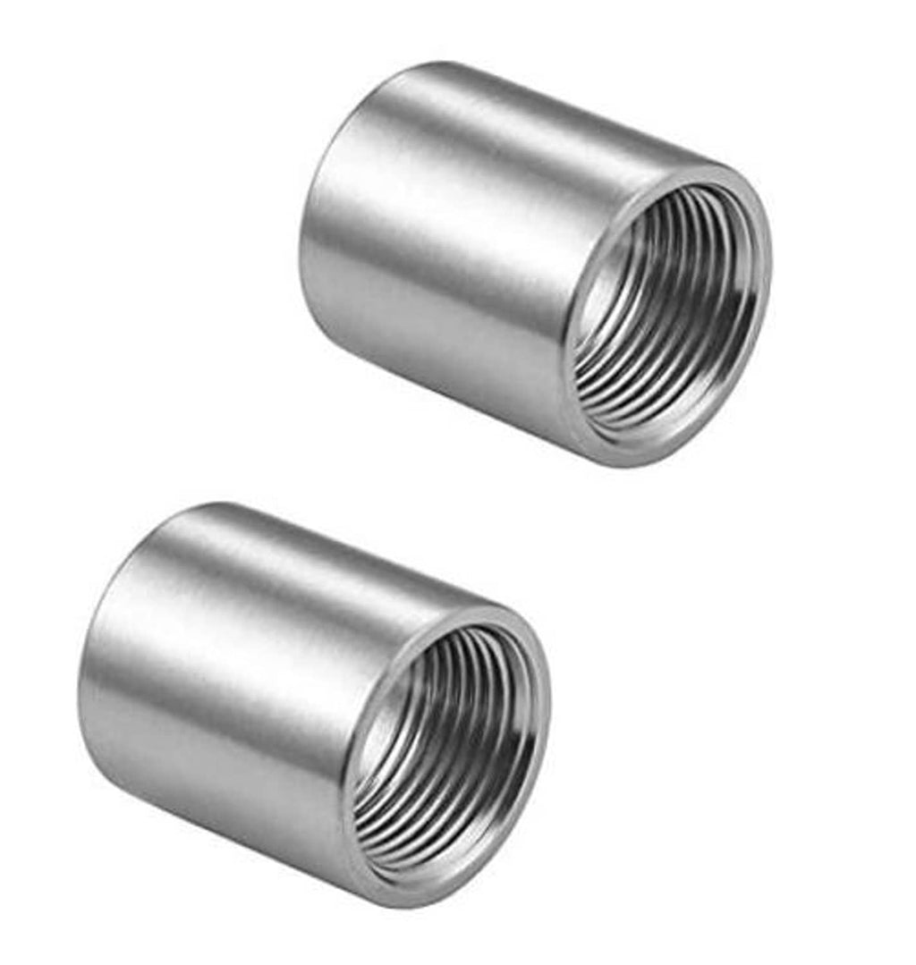 Stainless steel coupling with female threaded end, smooth cylindrical body