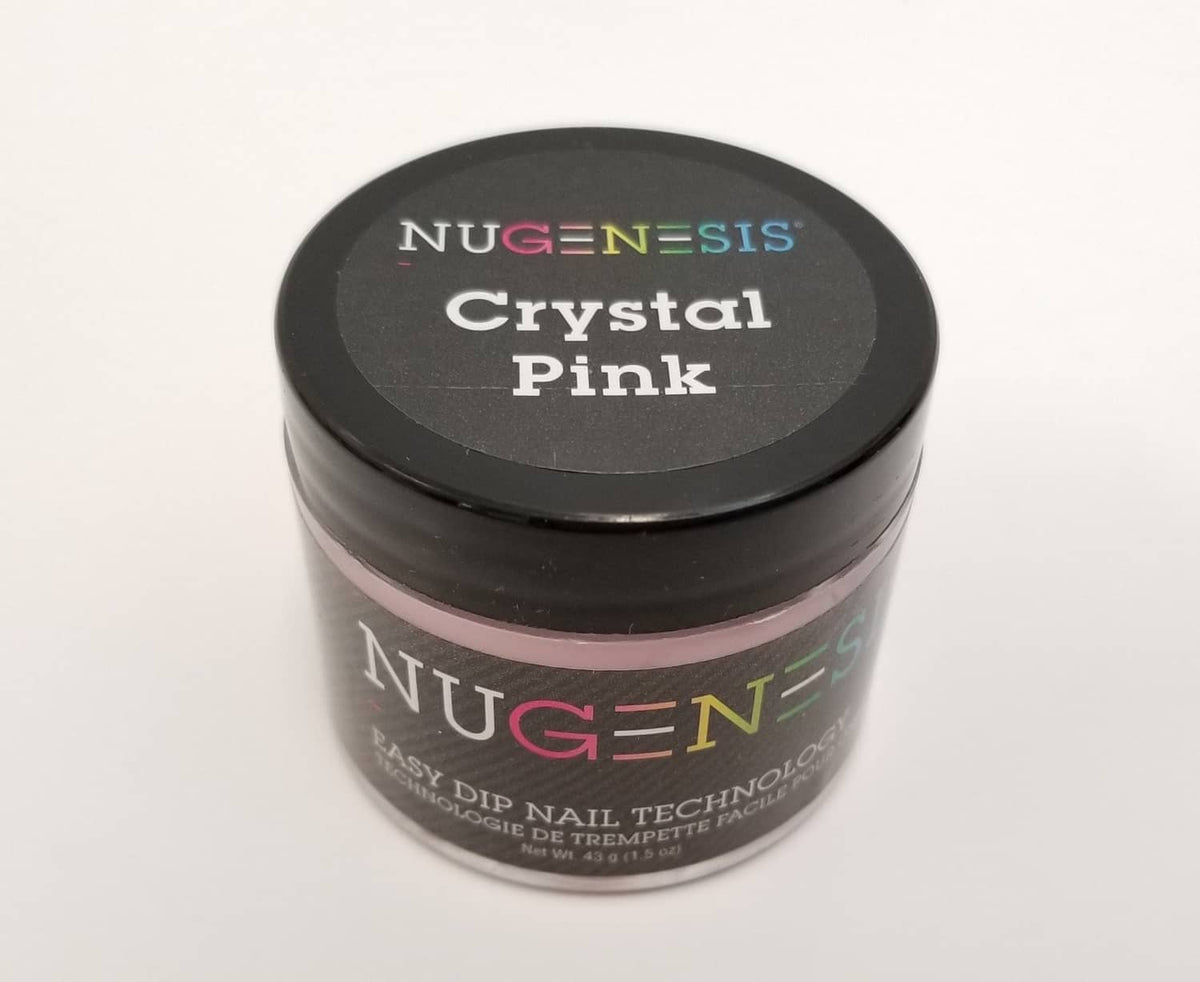 NUGENESIS crystal pink dip powder jar, 1.5 oz container with black lid