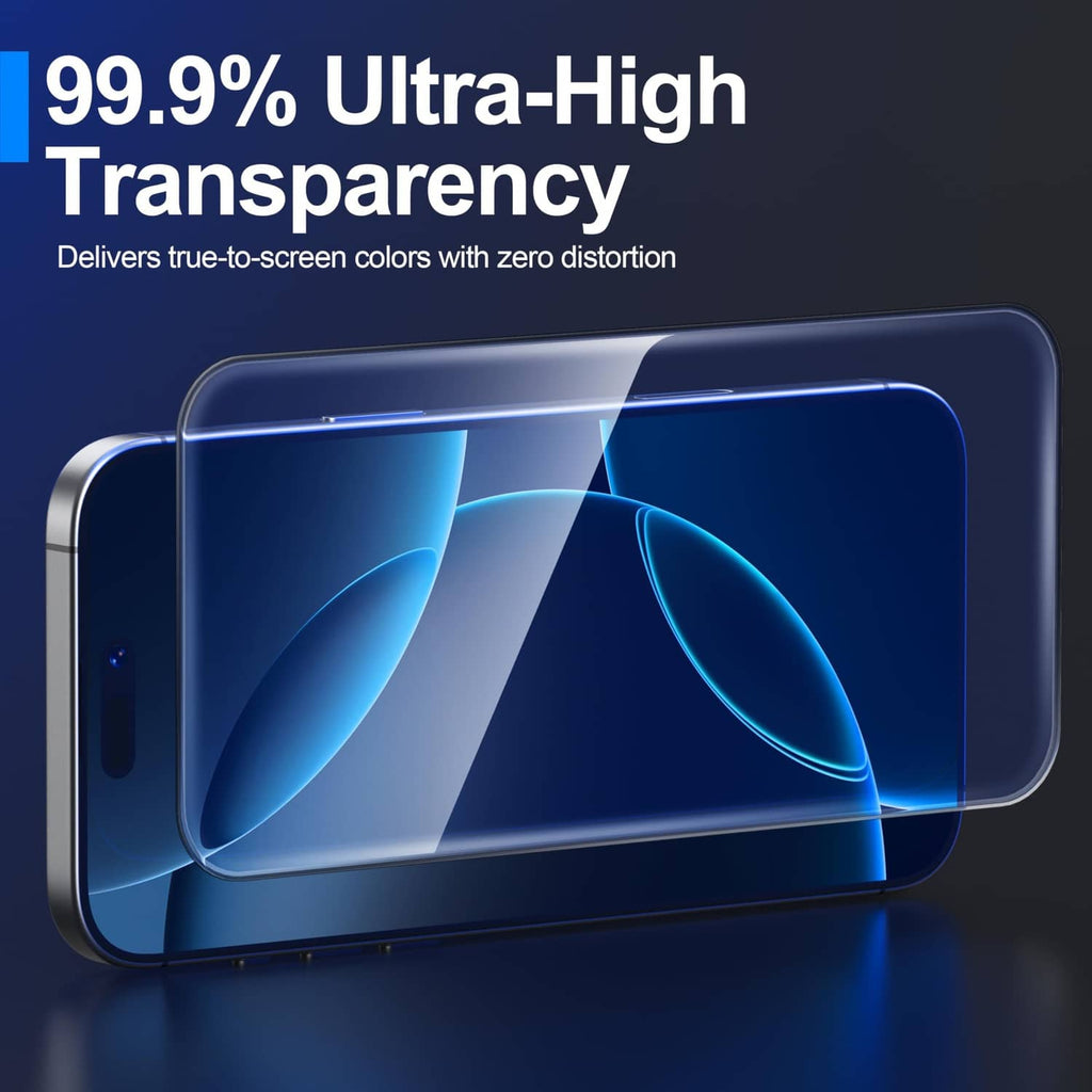 Ultra-clear screen protector sheet over phone display with curved edges