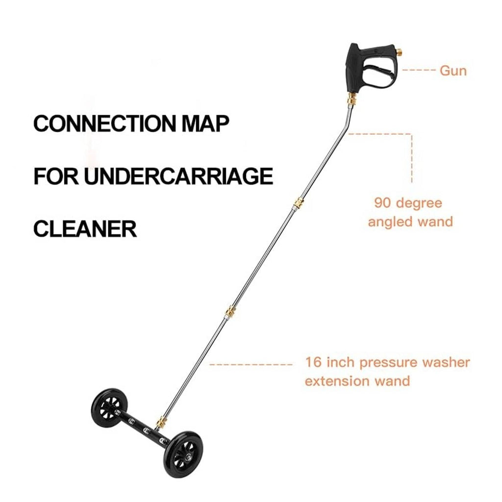 16-inch undercarriage cleaner extension wand with 90-degree angled wand and connector