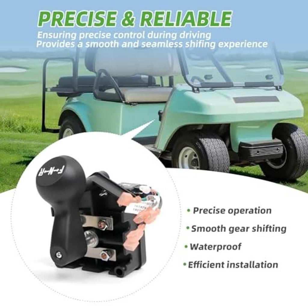Black F-N-R gear switch with knob and wiring harness for golf cart