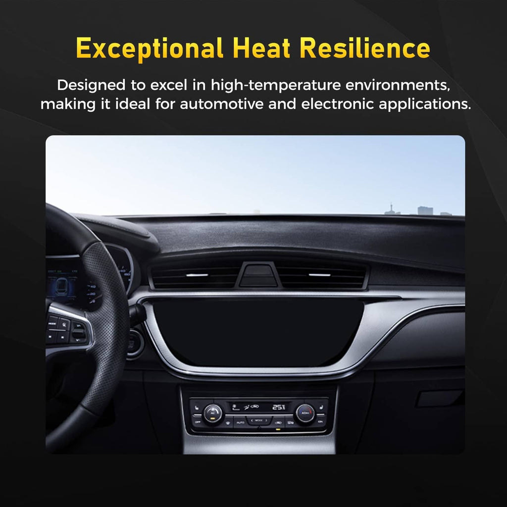 Car dashboard and steering wheel interior view indicating heat-ready use