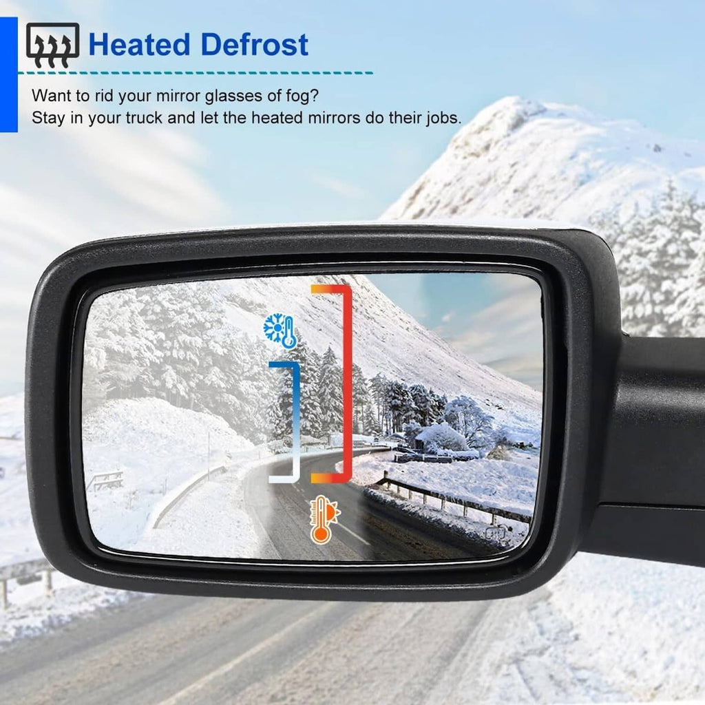 Left side heated mirror glass with heated defrost view on the lens