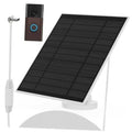 6W black solar panel with white mounting stand and charging cable for doorbell