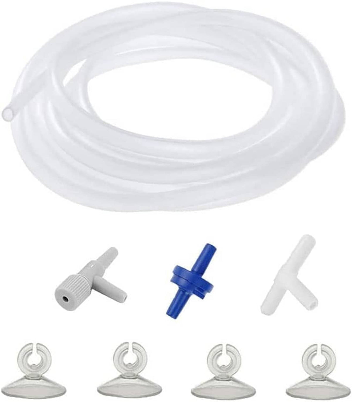 White air tubing loop with blue and white connectors and suction bases
