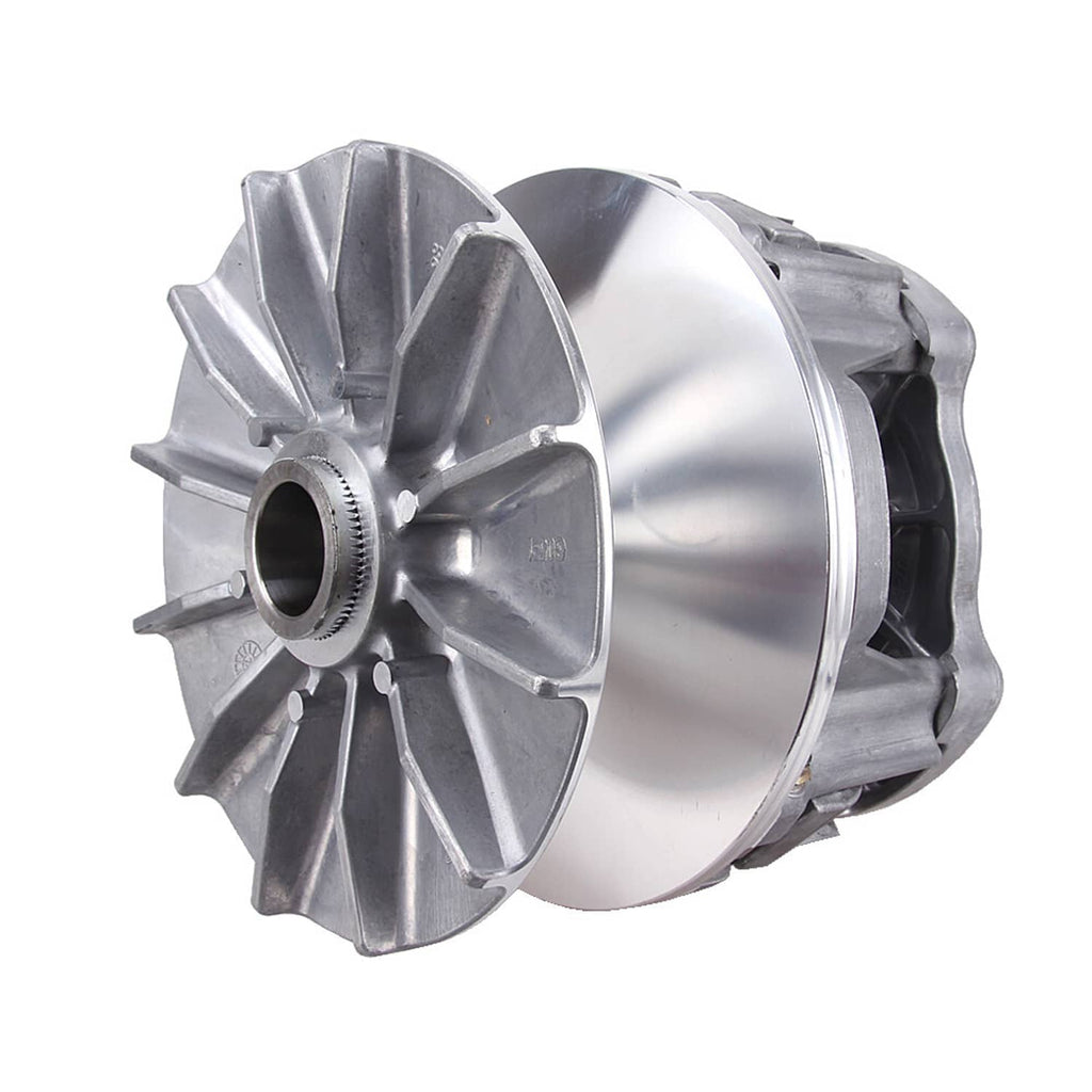 Primary drive clutch left side view with vented fan-like cover and outer ring