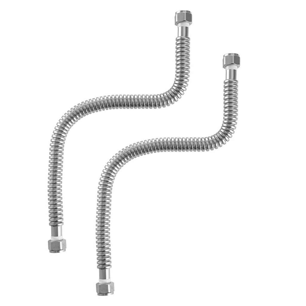 Uimoso 24-inch flex water heater connector kit, two L-shaped braided hoses with metal ends