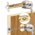 Satin nickel 5-inch backset keyed door latch with round knob and two keys