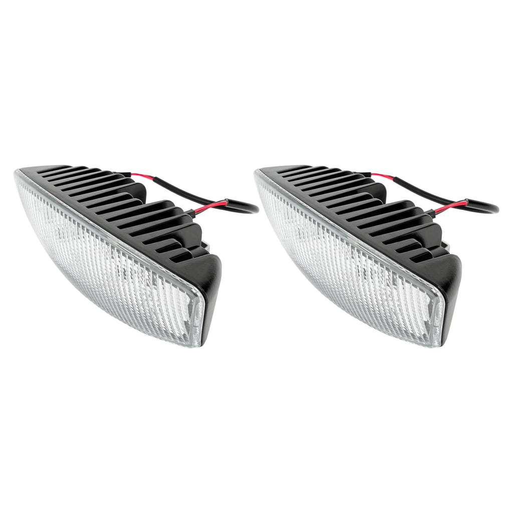 Pair of LED cab roof marker lights with black fins, clear lenses, and red/black wire leads
