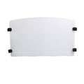 Front windshield panel with black mounting blocks, clear tinted plastic