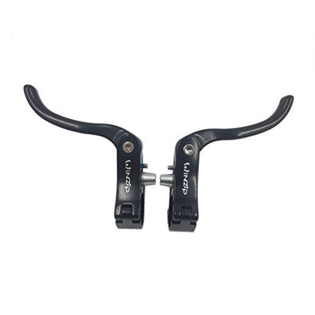 Pair of black road bike brake levers for 22.2mm handlebars, aluminum alloy