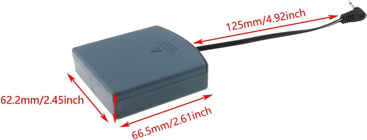 Dark blue external battery pack with 2.5mm DC plug and attached power lead