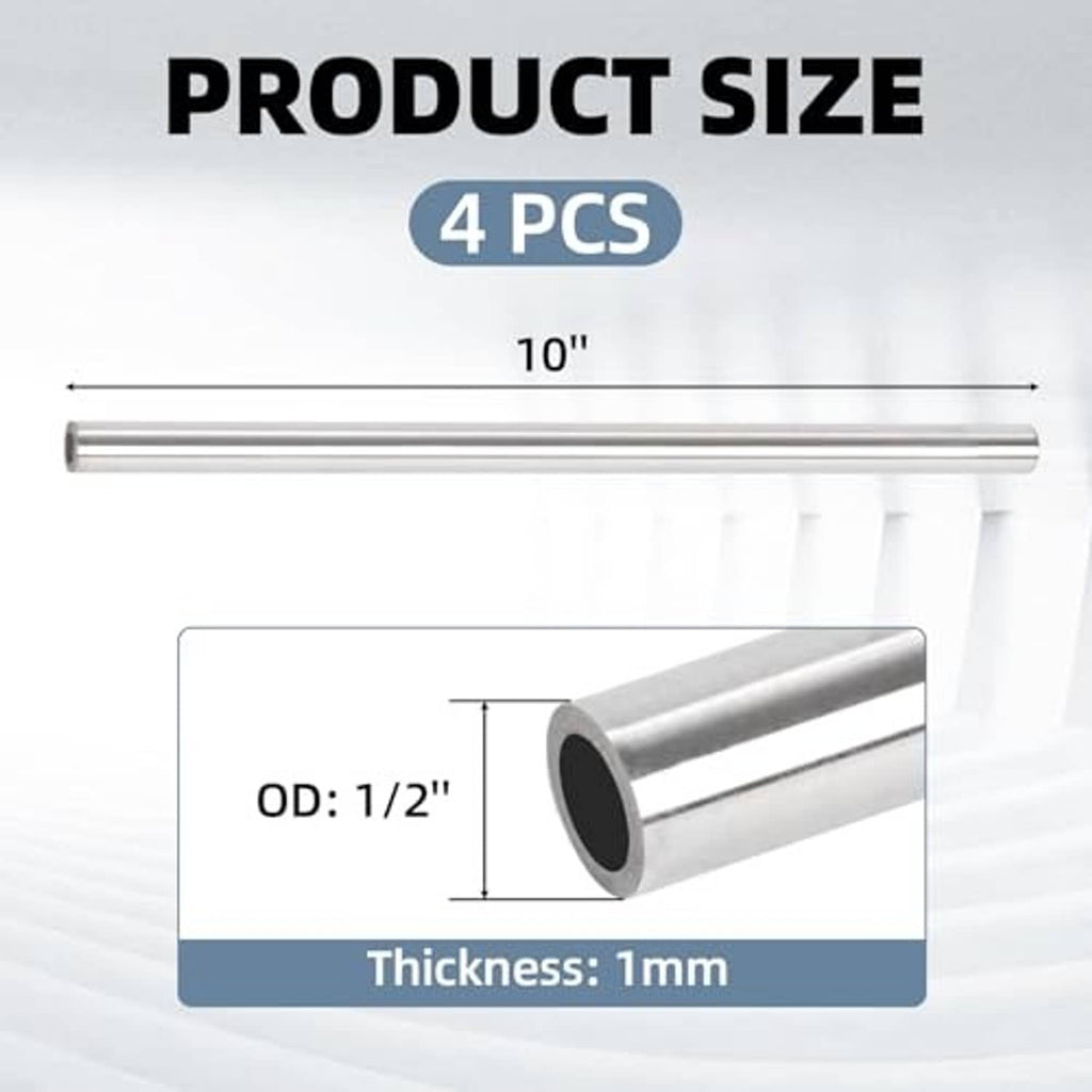 304 stainless steel tube, OD 1/2 in, 1 mm thick, 10 in length