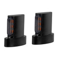 Motorcycle LED mini turn signal pair with black housing and smoke lens, amber light