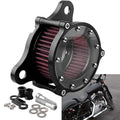 Air cleaner intake filter kit with black housing and red pleated filter element