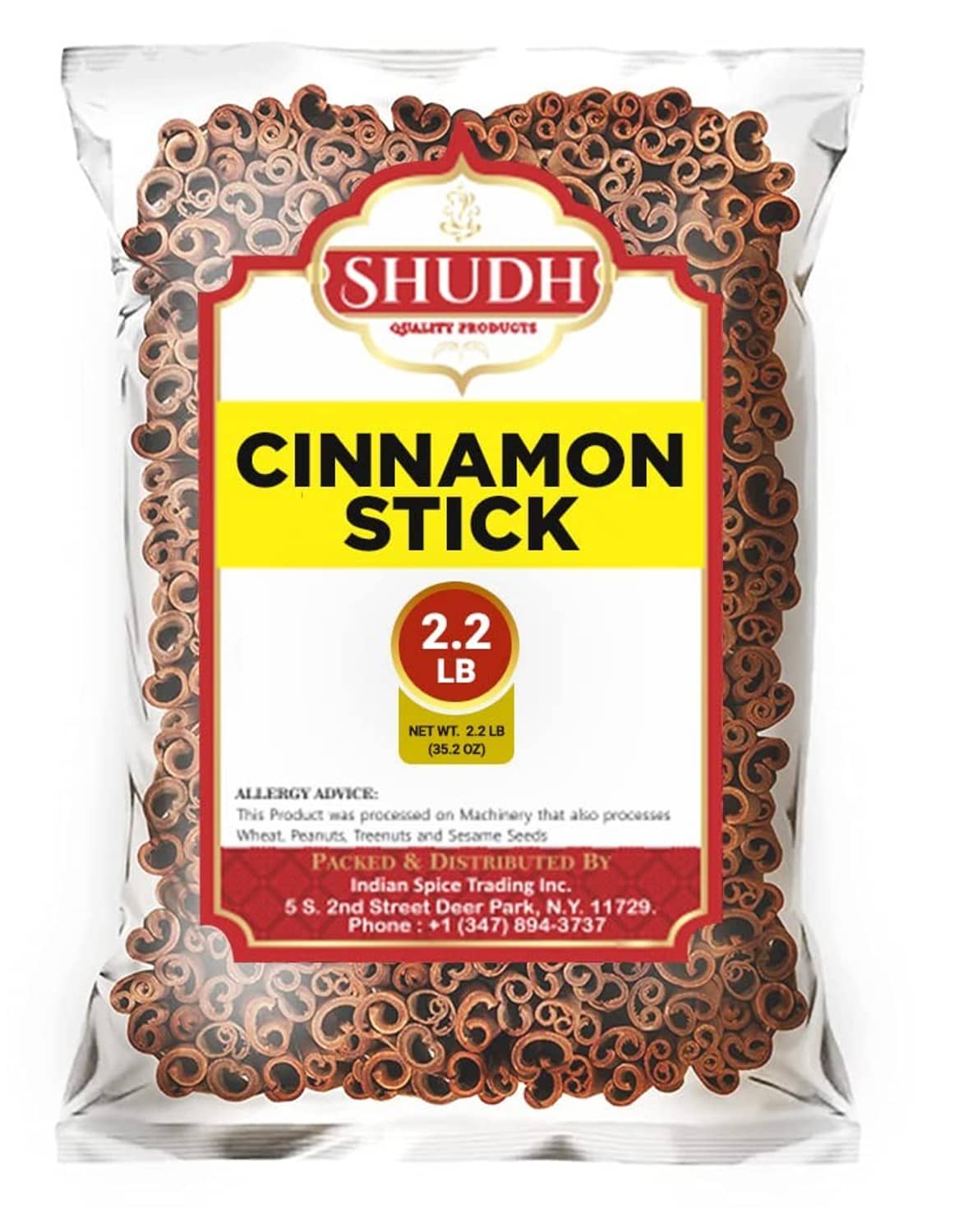 Cinnamon stick pouch with SHUDH label, 2.2 lb net weight