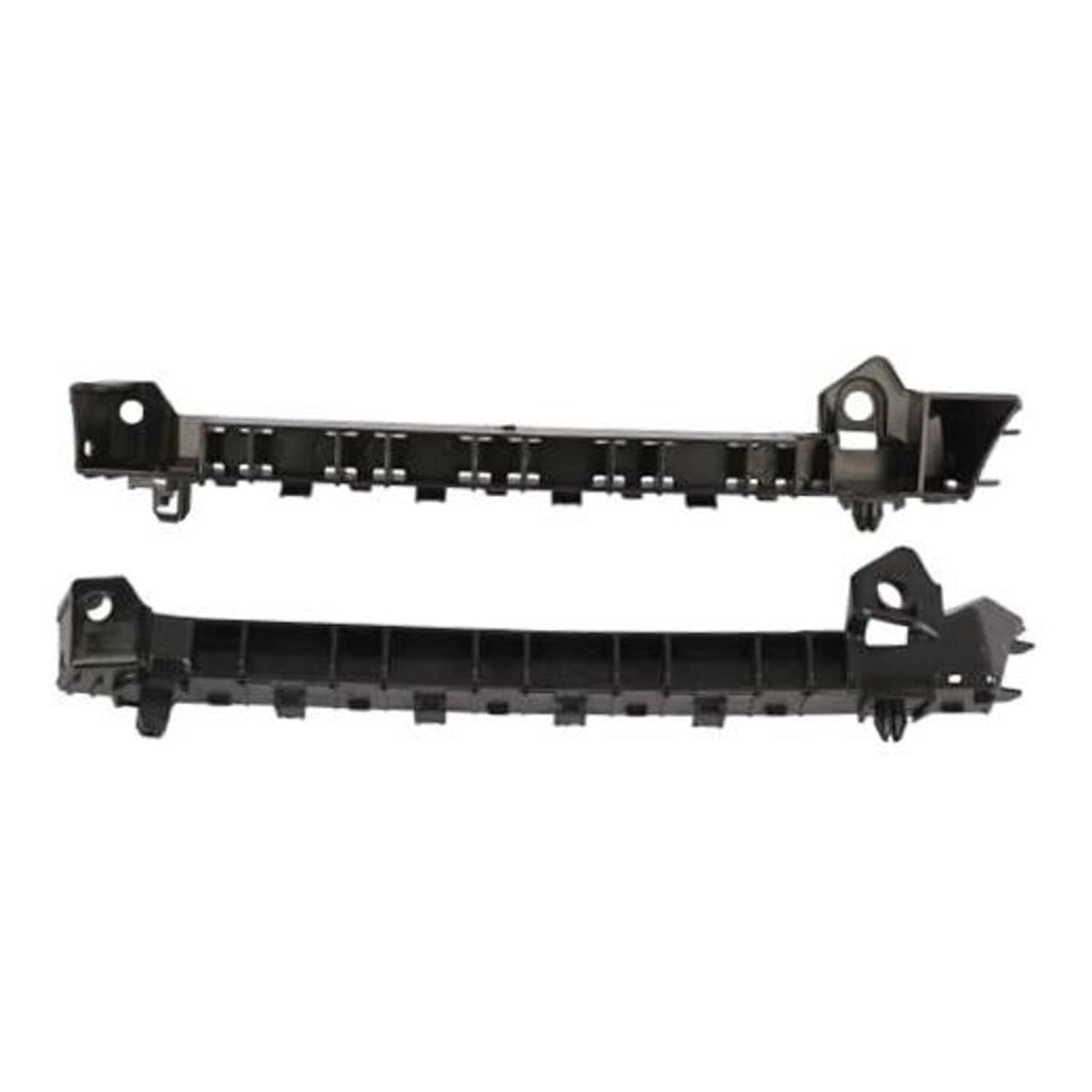 Pair of front bumper mounting support brackets, black bars with multiple mounting tabs