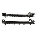 Pair of front bumper mounting support brackets, black bars with multiple mounting tabs