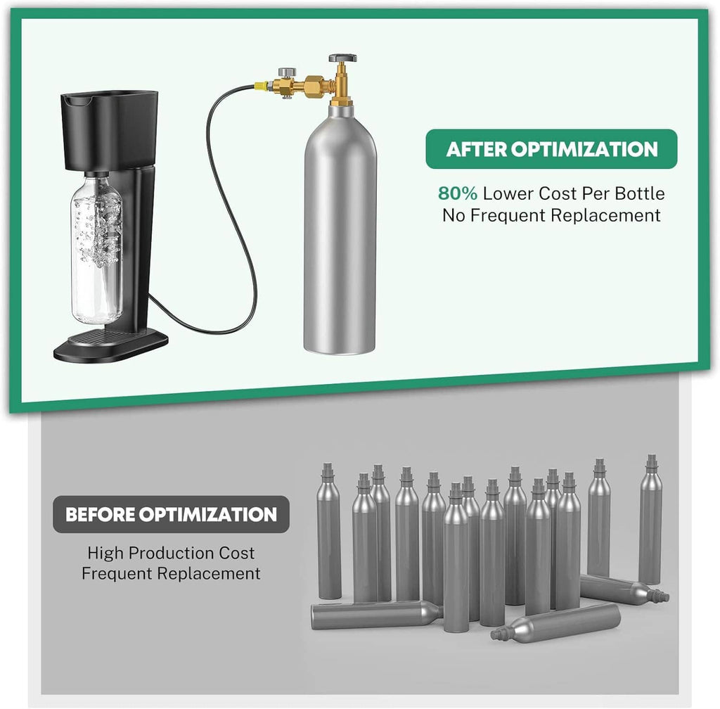 CO2 cylinder setup with quick connector hose and dispensing stand connection