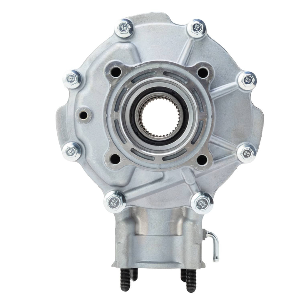 Rear differential axle shaft hub housing with center bearing race opening