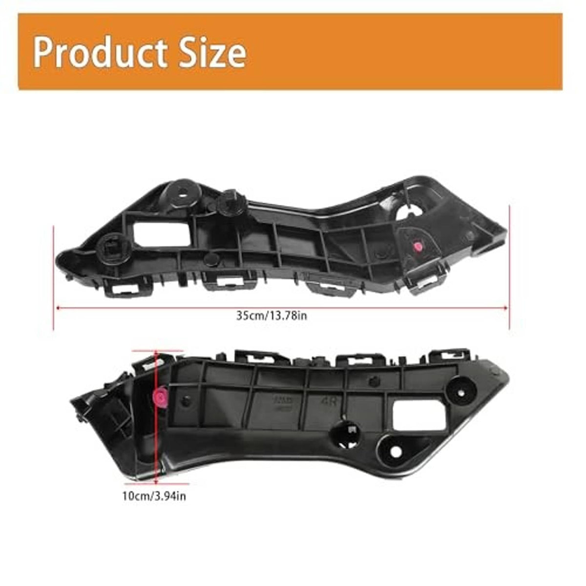 Black front bumper bracket set, long angled pieces with mounting holes