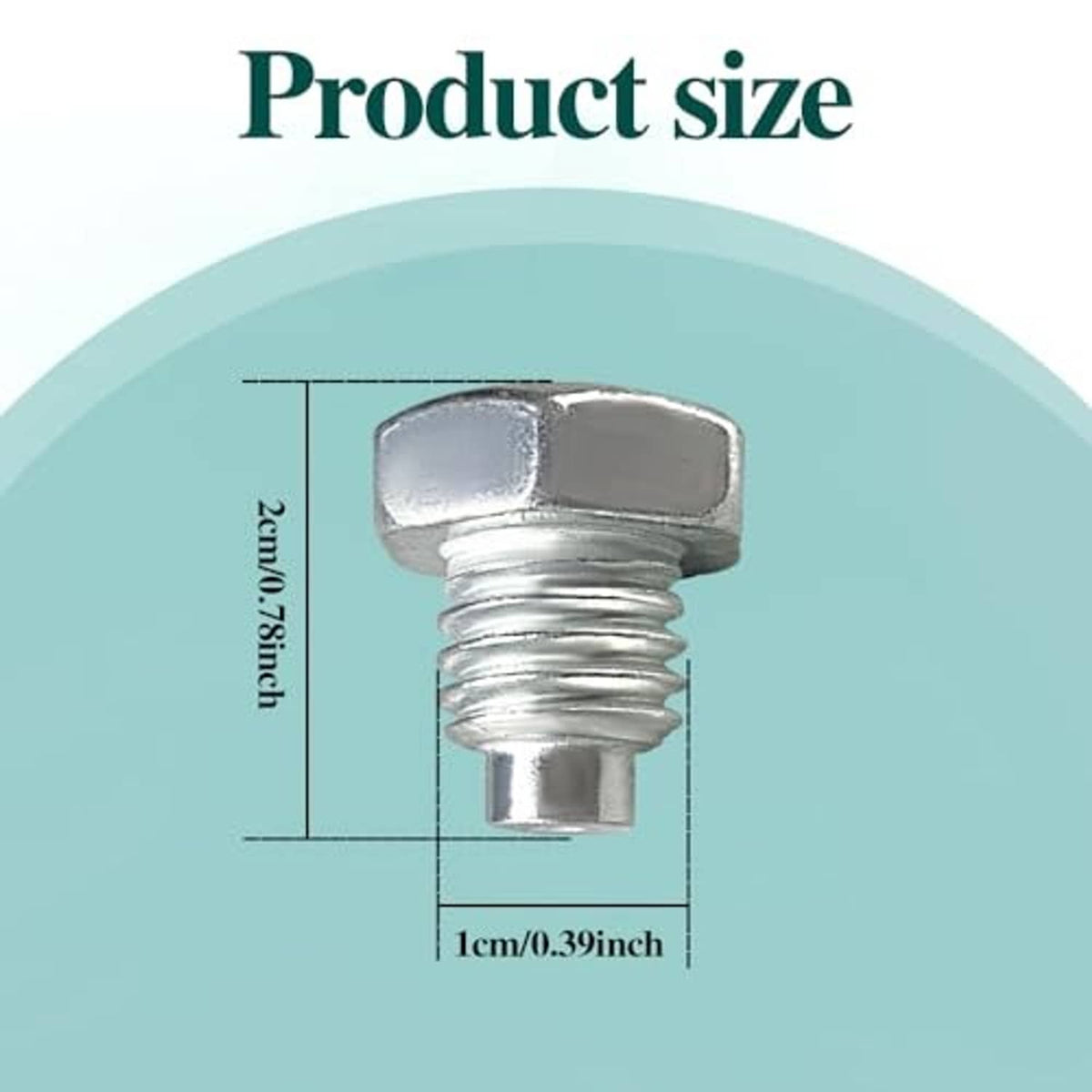 Close-up of silver fixed screw with hex head and threaded metal shaft
