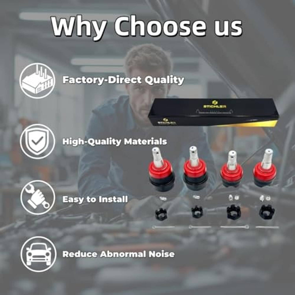Promotional graphic with four ball joints and easy-install quality highlights