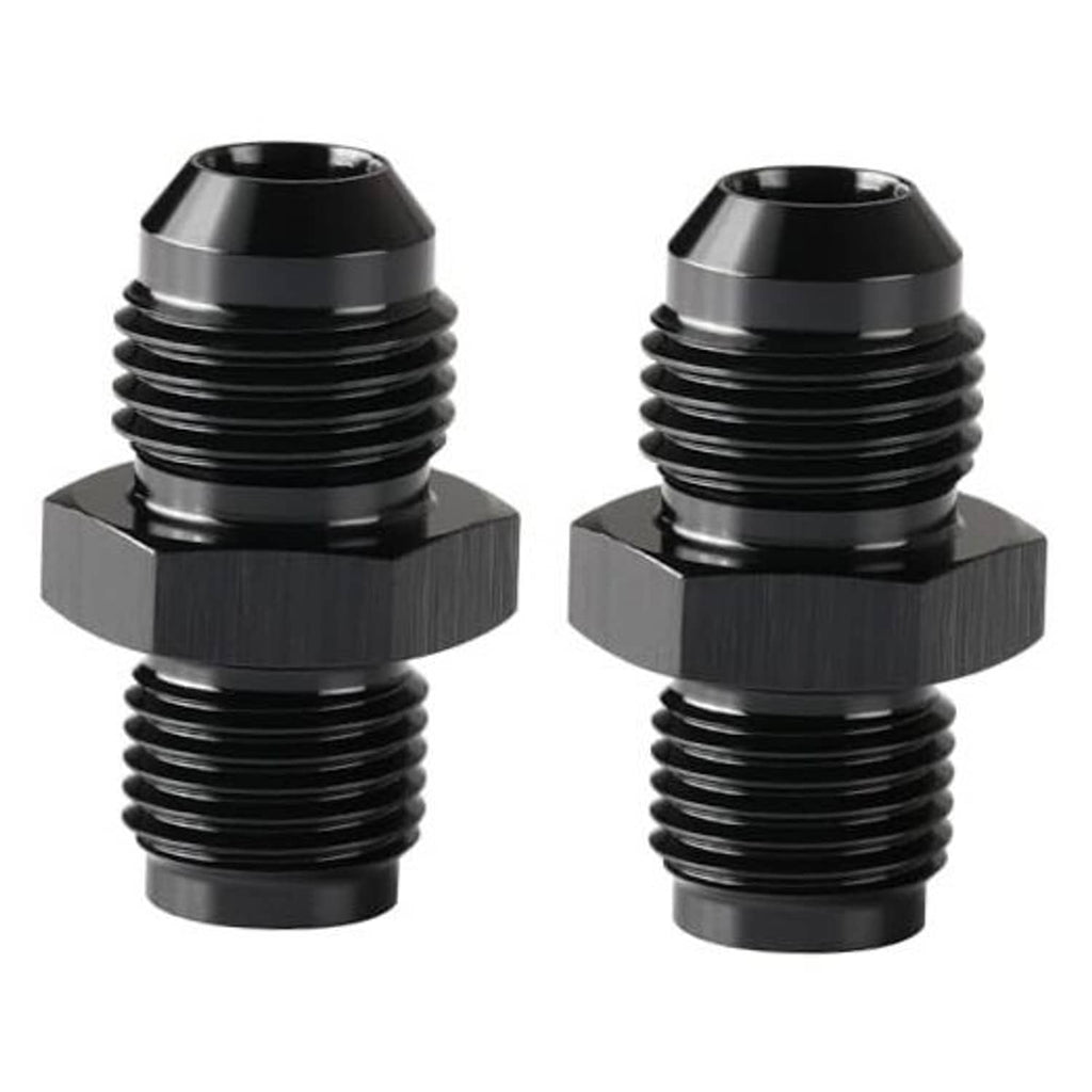 Black 6AN to 1/2-20 inverted flare adapter fittings, hex base, 2 pcs