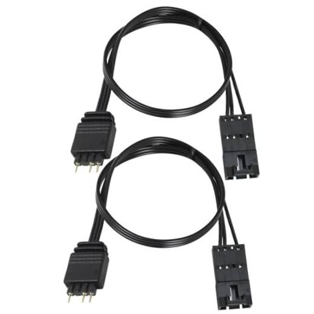 Black dual ARGB adapter cable set with 4-pin to motherboard 3-pin connectors
