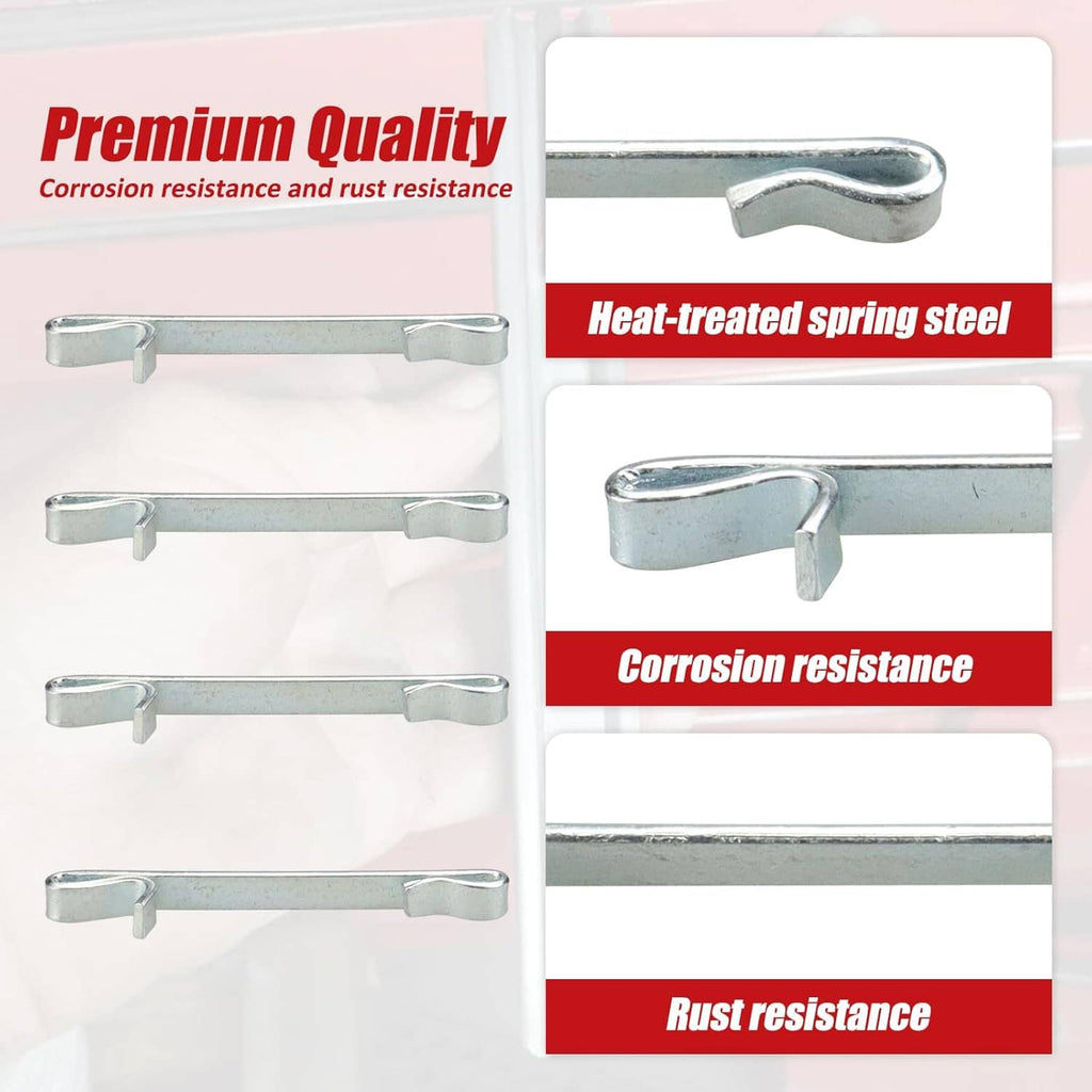 Double-loop drawer slide retaining clips, heat-treated spring steel set