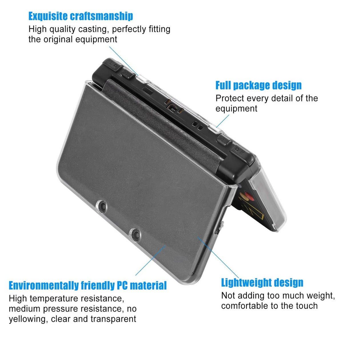 VSEER 3DS hard shell case showing side protection, lightweight clear design