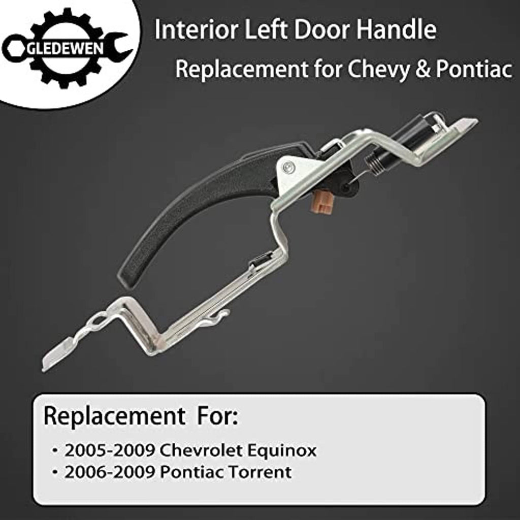 Interior door handle replacement with black grip and silver mounting pieces