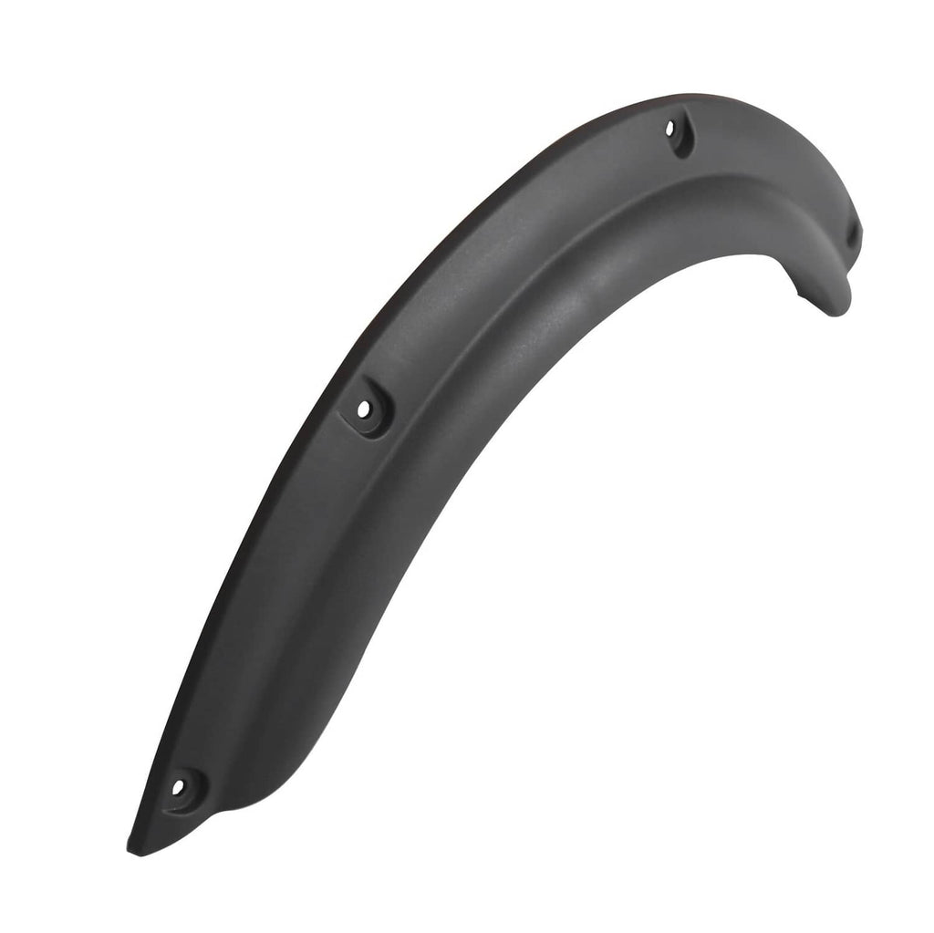 Dark gray golf cart fender flare with mounting holes and screw points