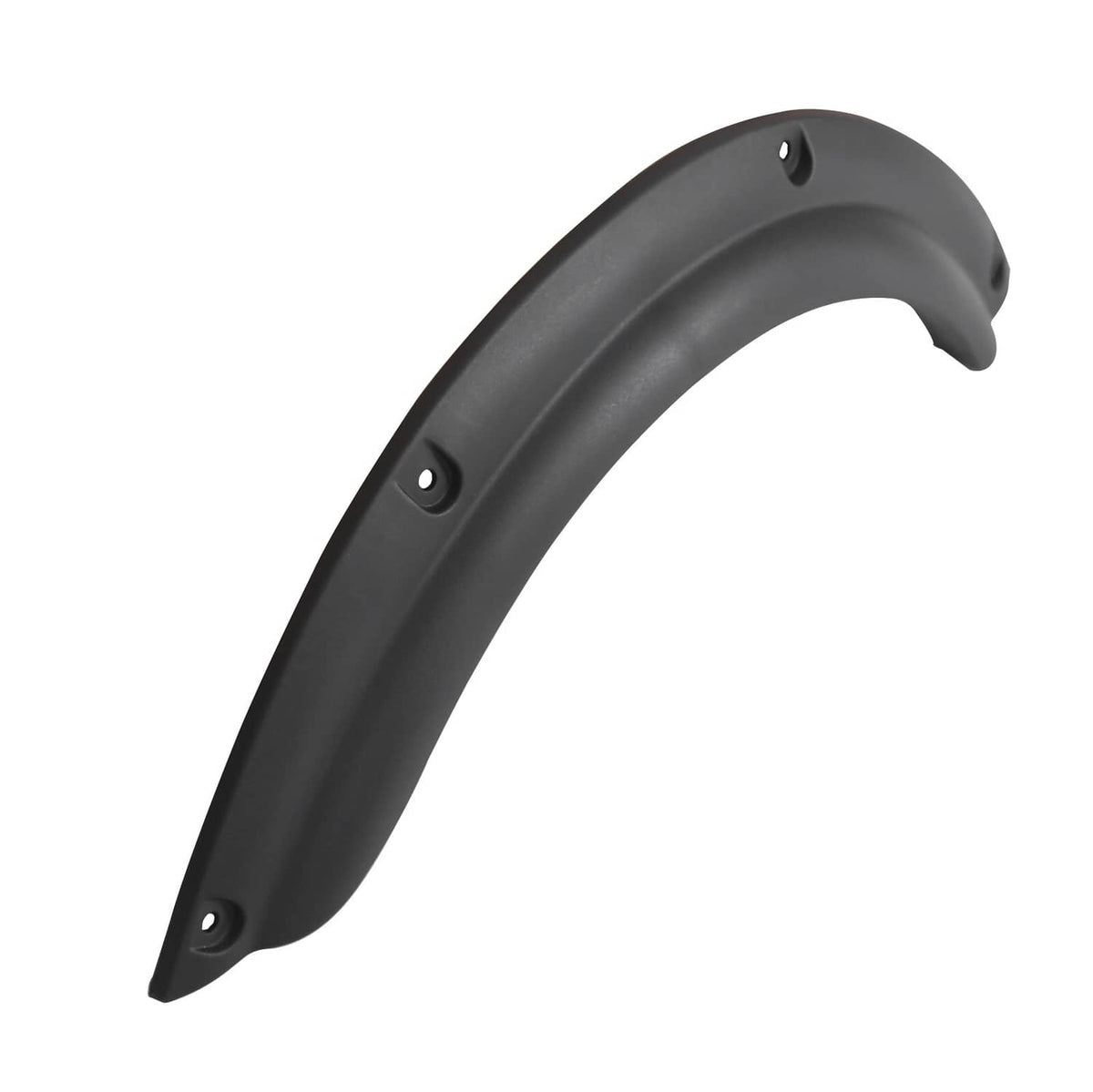 Dark gray golf cart fender flare with mounting holes and screw points