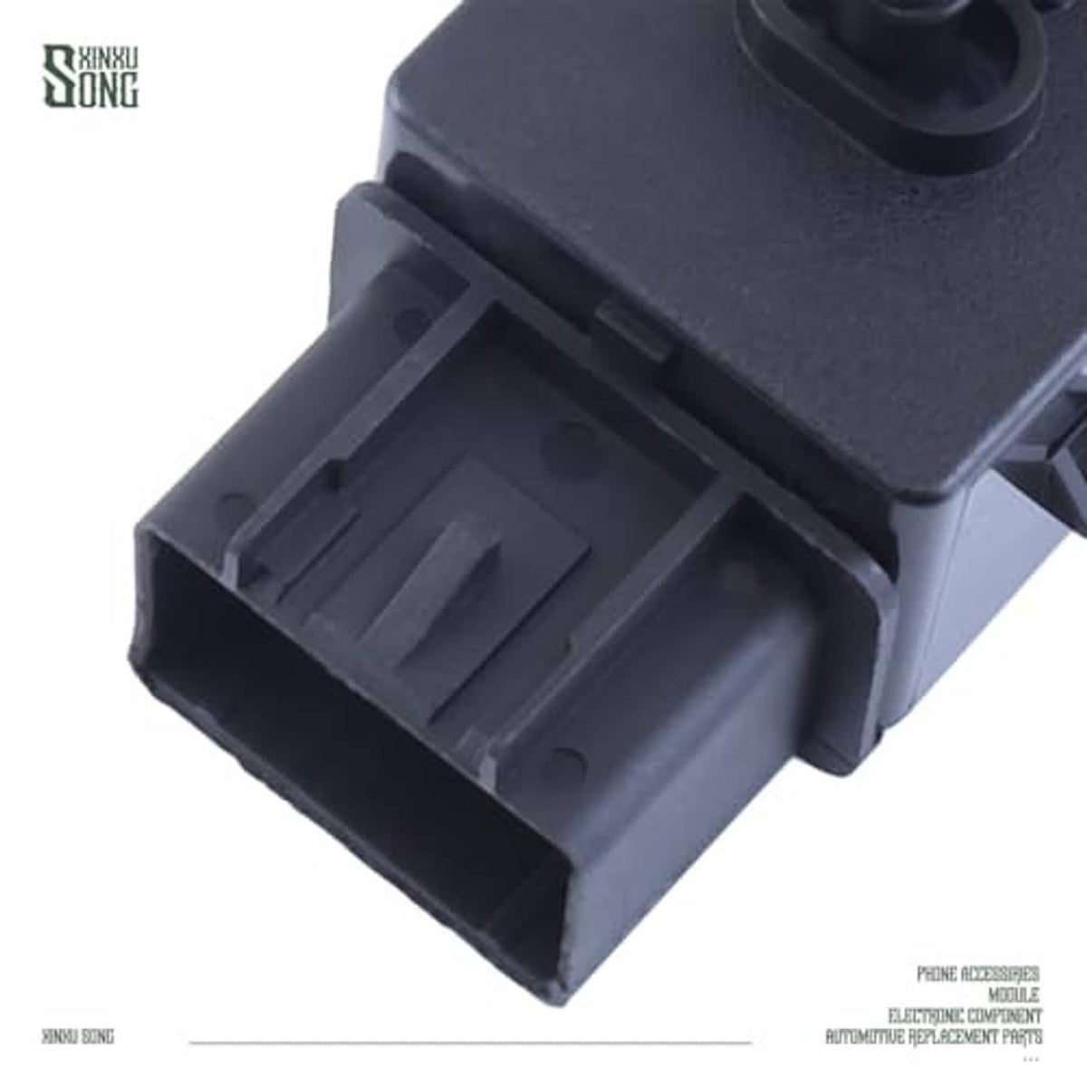 Black 6-way seat switch, close-up of the front connector cavity
