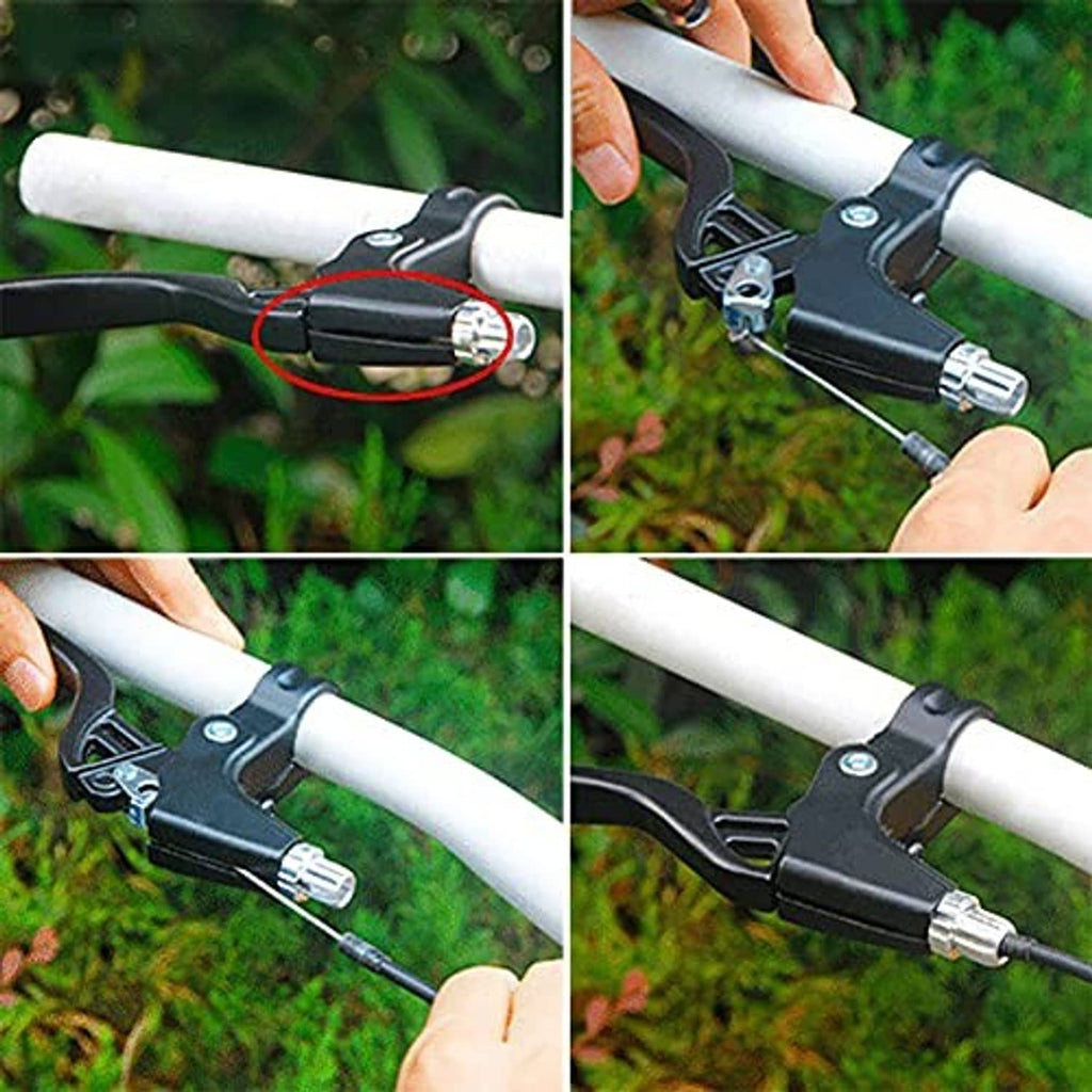 Bicycle brake caliper and cable installation on handlebar with silver adjuster