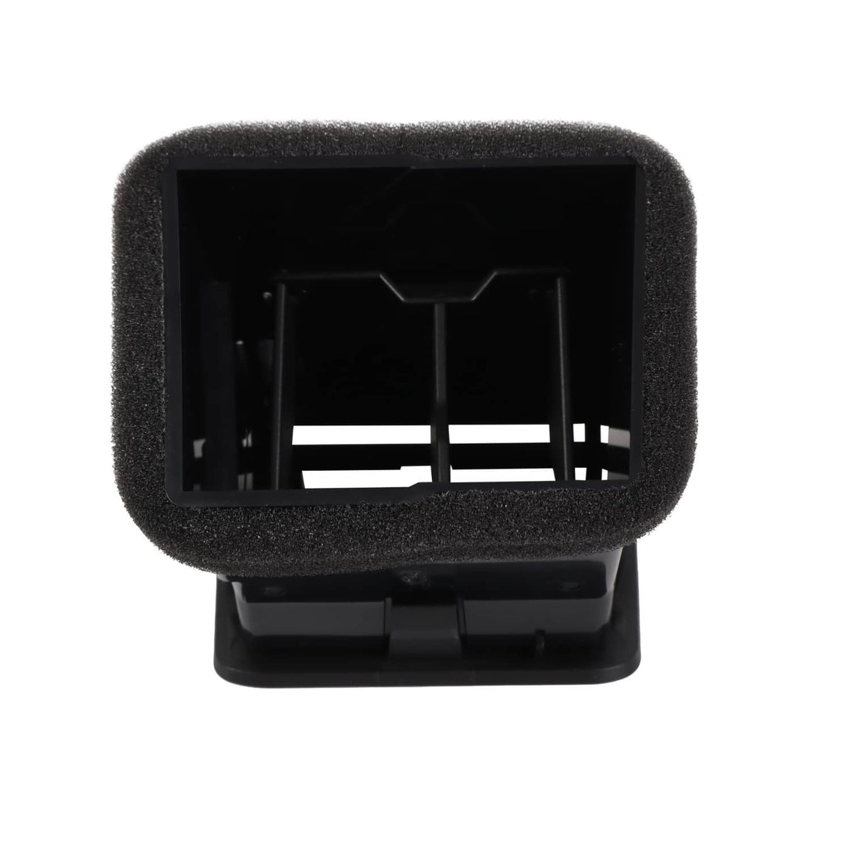 Black dashboard A/C vent insert with rectangular grille and foam edge, set of two