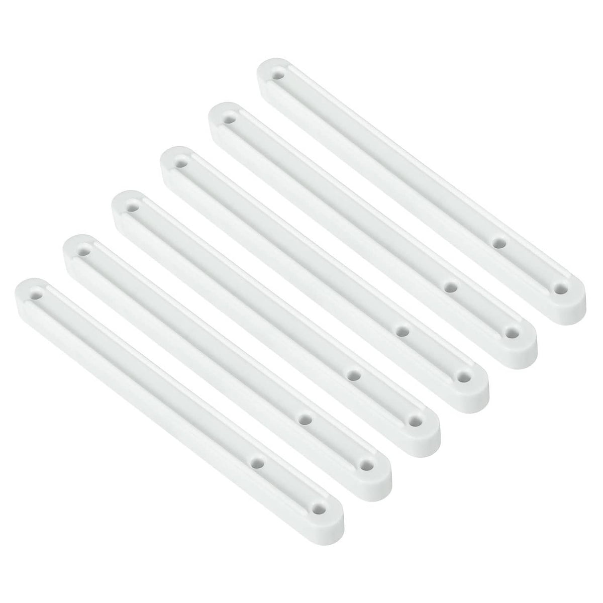 White plastic side-mount drawer slide rails, 6-piece set with holes
