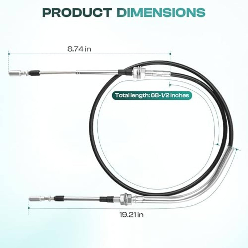 Transmission shift cable set with black looped housing and silver connector ends