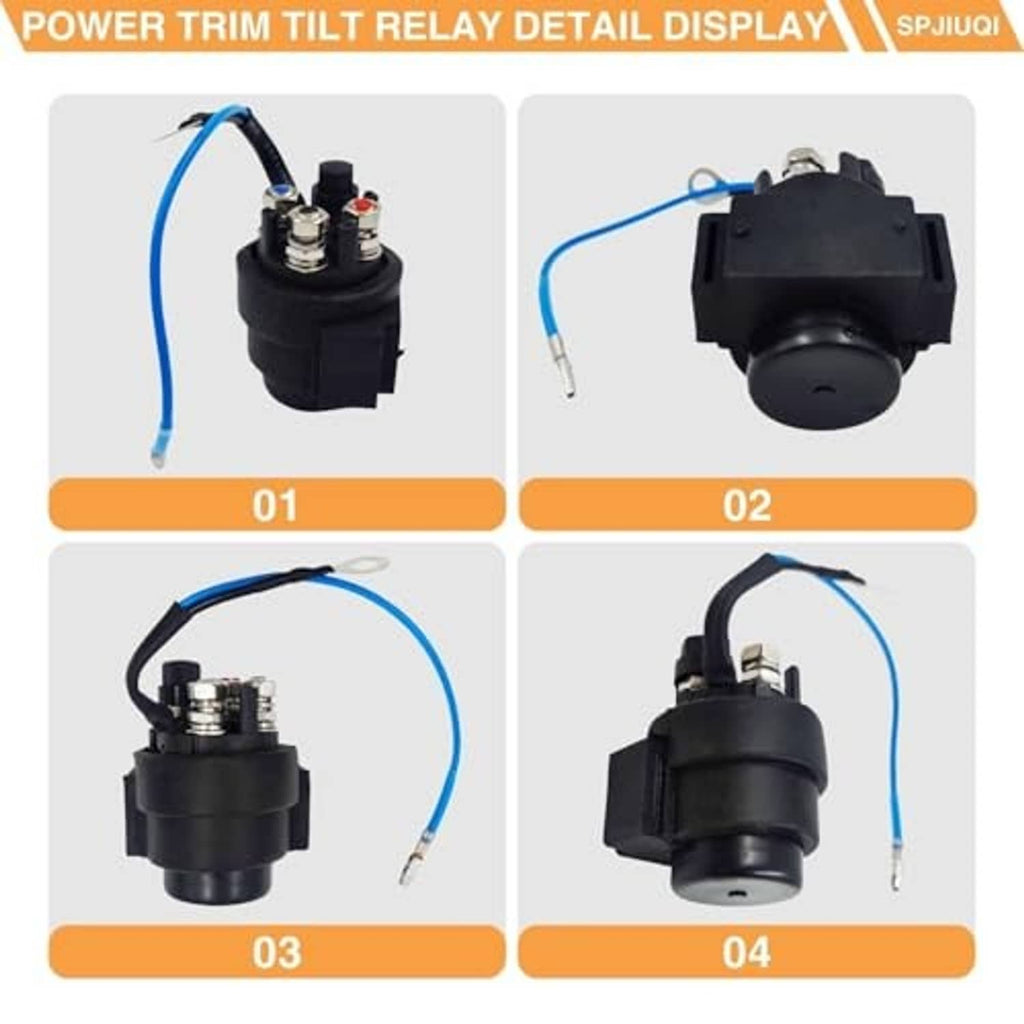 Outboard relay detail display showing four views of blue-wire black unit