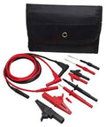 Automotive test lead kit with black pouch and assorted red/black probe leads