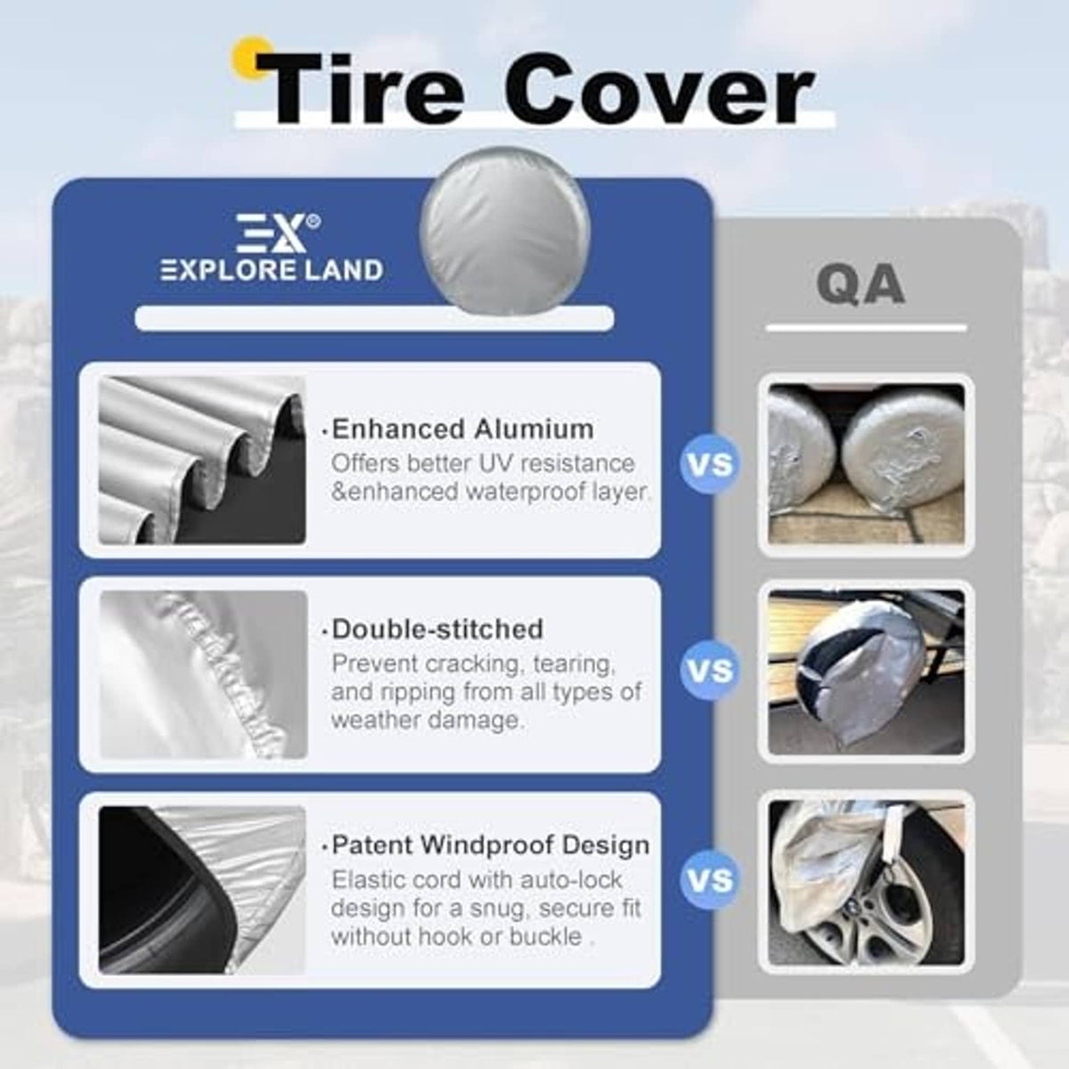 Single round silver-gray tire cover with elastic border and stitched seam