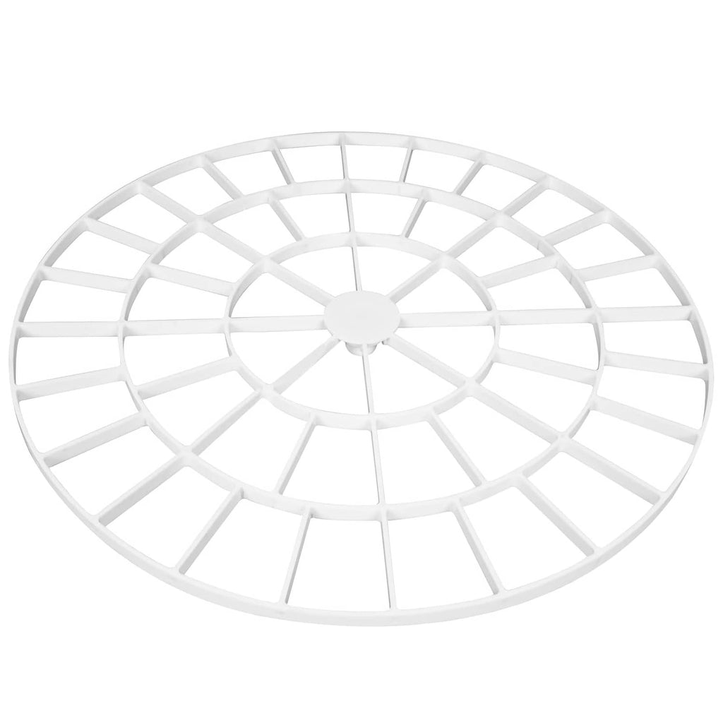 White circular egg tray with radial grid compartments for quail or bird eggs
