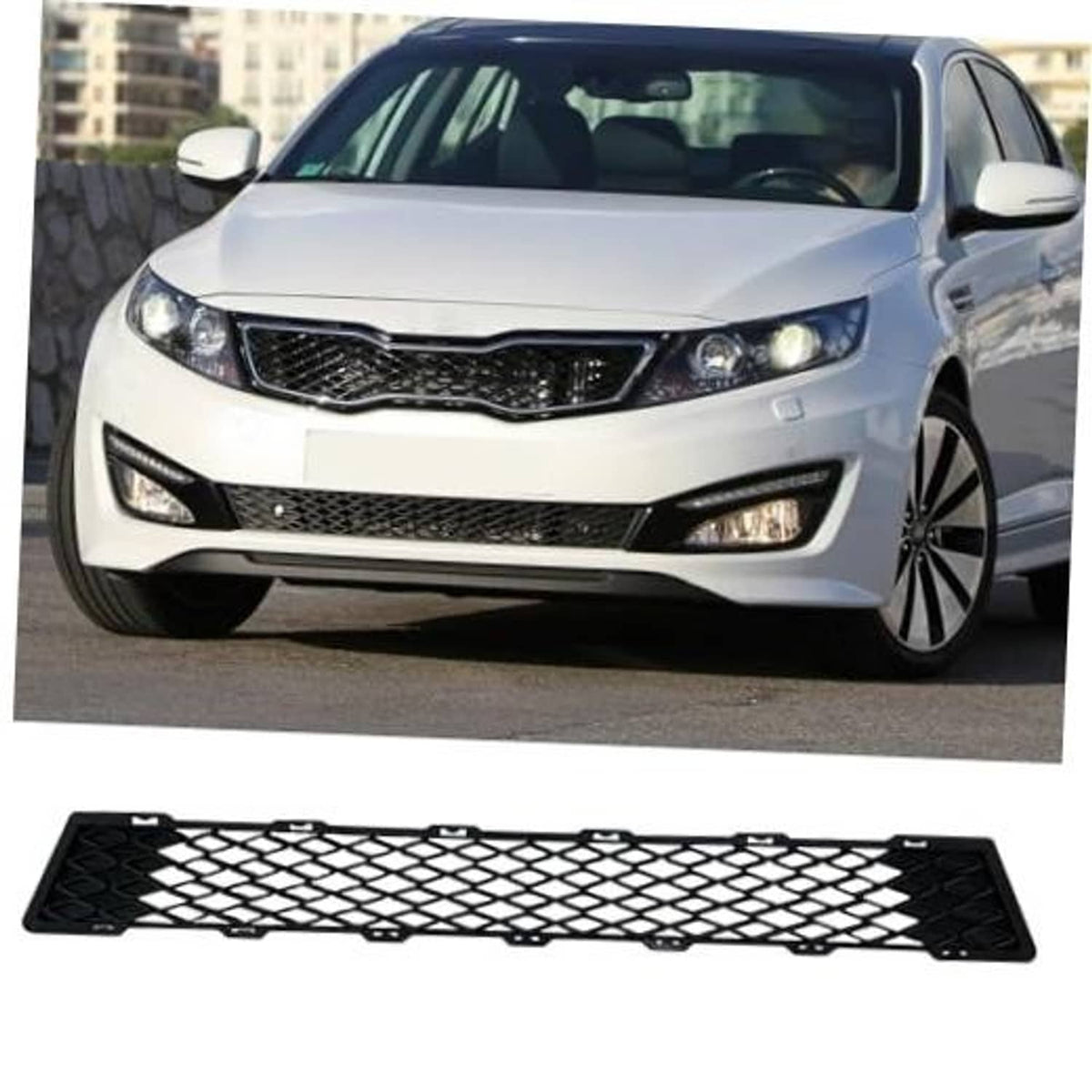 Front bumper lower grille insert with black diamond mesh pattern