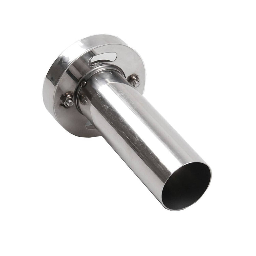 Stainless steel exhaust silencer with round flange and straight outlet tube