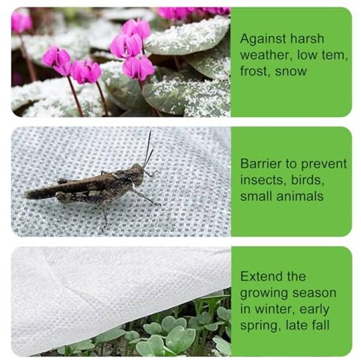 White plant protection fabric sheet with fine texture over garden soil